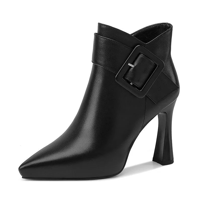 2023 Hot Sale Ladies Shoes Ankle Women's Boots Elegant Modern Boots Women Solid Buckle Zipper Pointed Toe High Heel Female Shoes