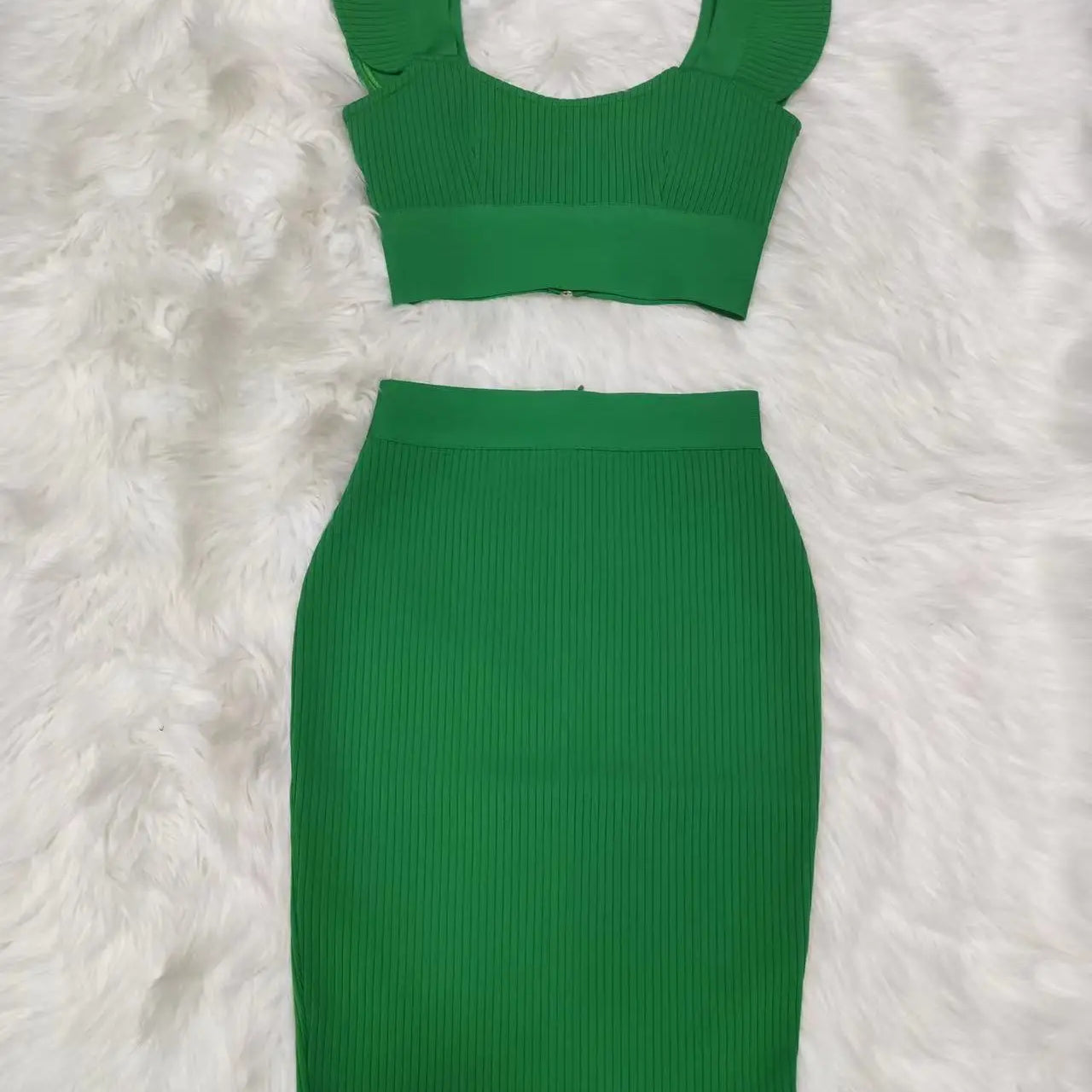 7 Colors Summer Style Women Sexy 2 Pieces Bodycon Mini Dress Nightclub Celebrate Party Fashion Dress Bandage Birthday Dress green