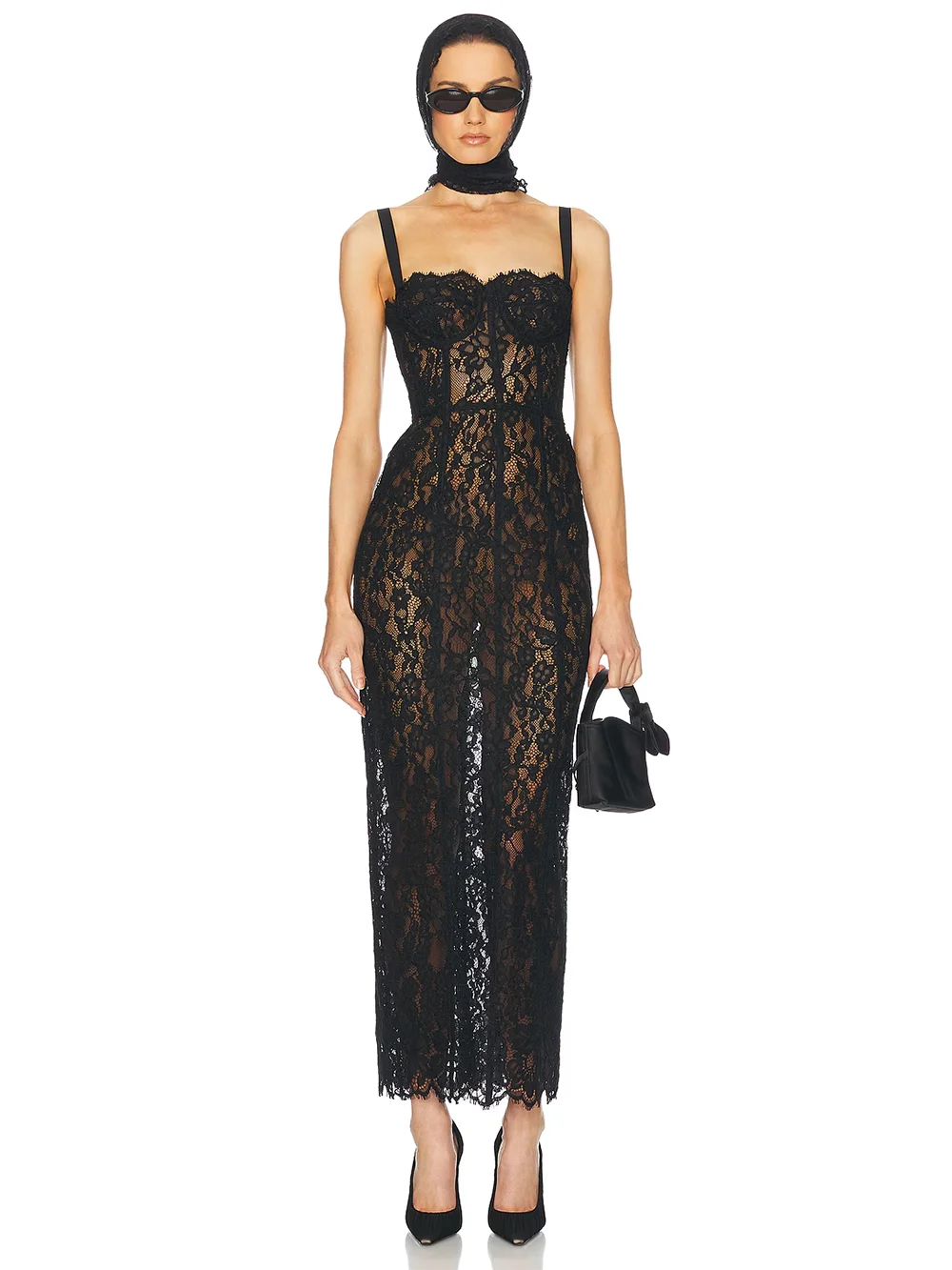 Elegant Lace Spaghetti Strap Long Dress Women Slim Sleeveless Sling Evening Party Gowns 2025 Summer New Female Fashion Robe