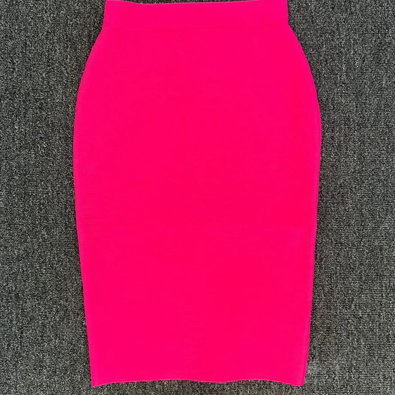 Women Rayon Bandgae Skirt Elegant Pencil Skirt Celebrity Sexy Club Party Wear Vintage Vestios