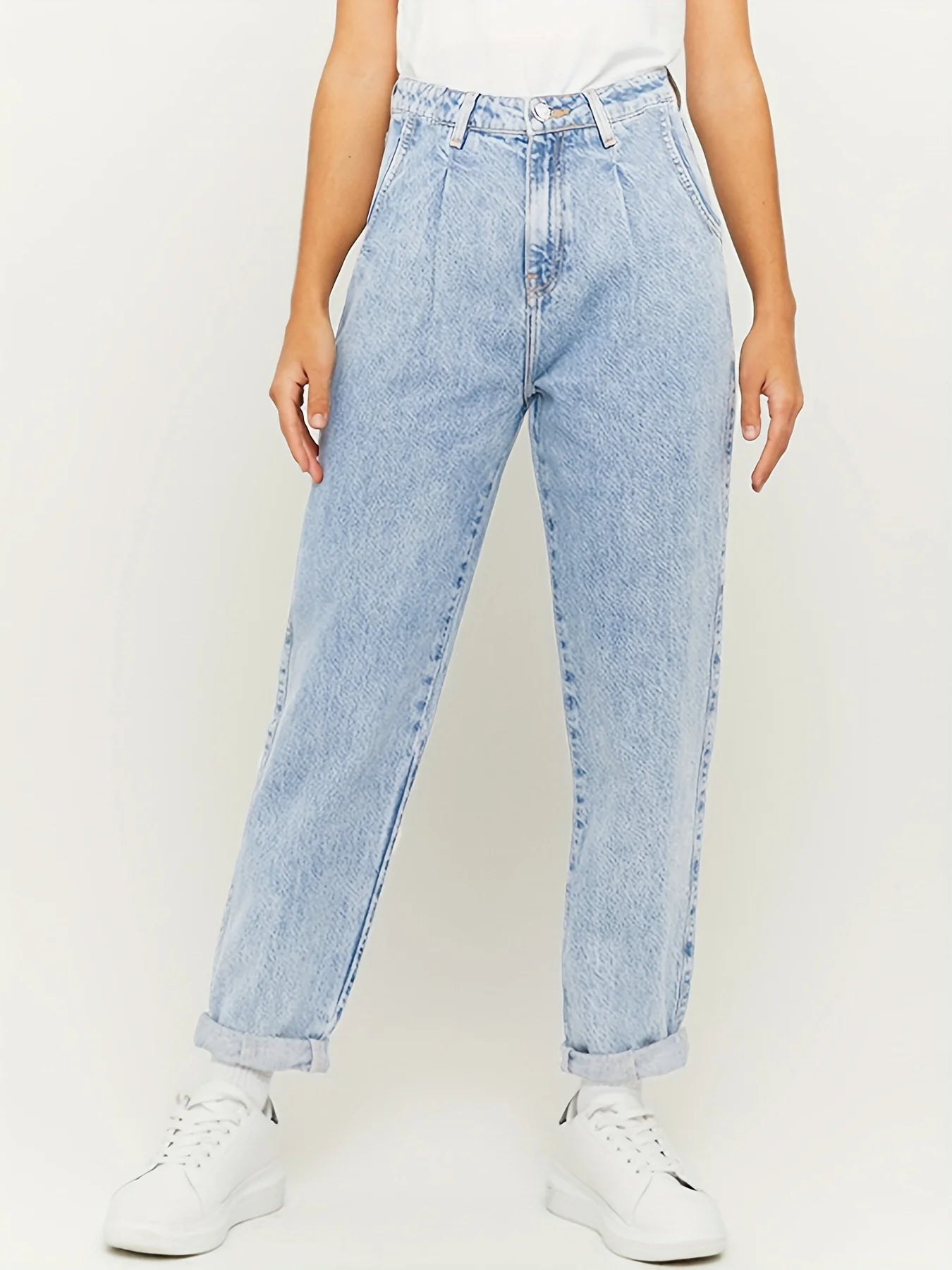 Women's Blue High Waist Straight Jeans