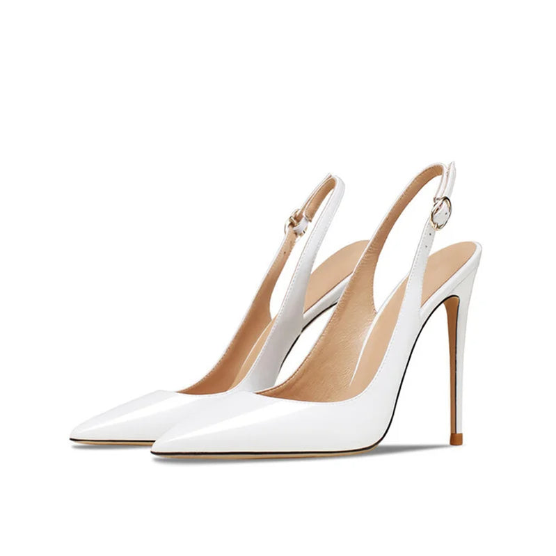 Office Lady Shoes For Women Slingback Pointed Toe Stilito Heel Wedding Shoes Women Heels Sandals Patent Leather Ladies Shoes