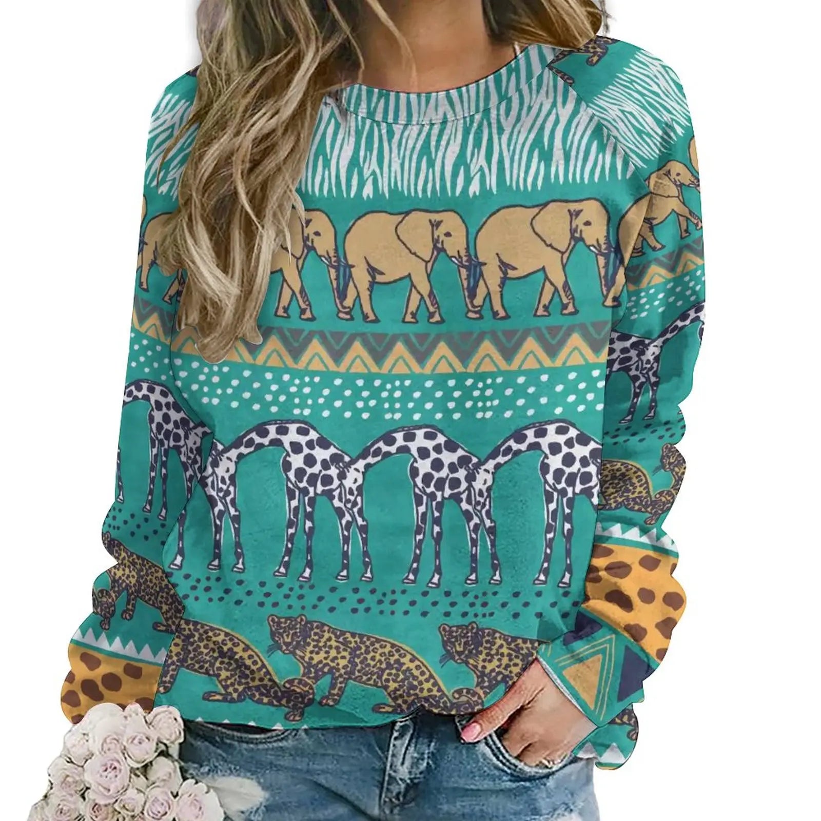 Jungle Cheetah Casual Hoodies Female Leopard Skin Green Leaves Print Hoodie Long Sleeve Street Fashion Oversized Sweatshirts style