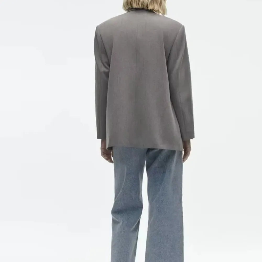 Spring/Summer Commuting Loose Leisure Fashion Suit Lapel Loose Double Breasted Blazer