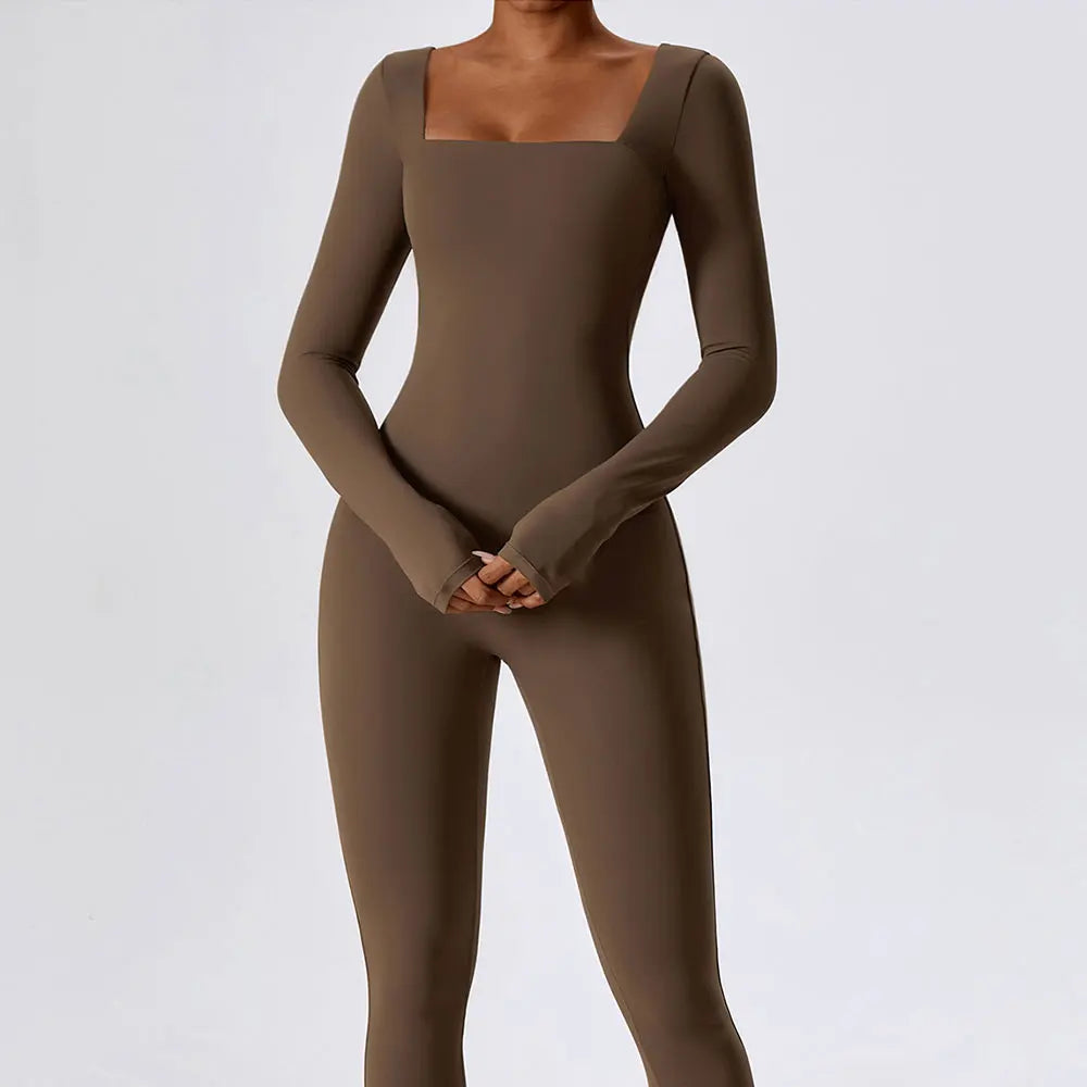 Women's Tracksuit Jumpsuit Sportswear Long Sleeved Yoga Suit Gym Push Ups Fitness Workout Bodysuit Quick Drying Yoga One Piece