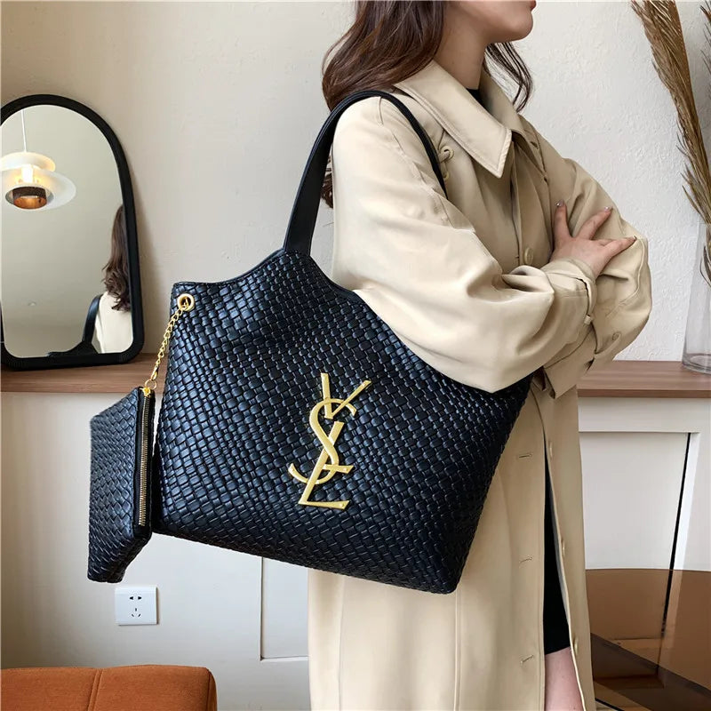 Large Tote Bag for Women,Big Woven Shopper, Fashionable Work Bag, Spacious Laptop Purse for Commute, Shoulder & Underarm Handbag