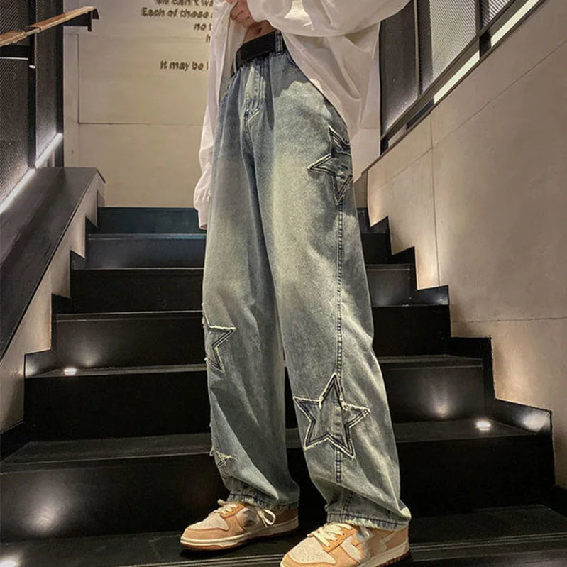 Vintage Streetwear Y2K Jeans Woman Teens Unisex Hip Hop Baggy Wide Leg Pants Woman Harajuku High Waist Denim Trousers