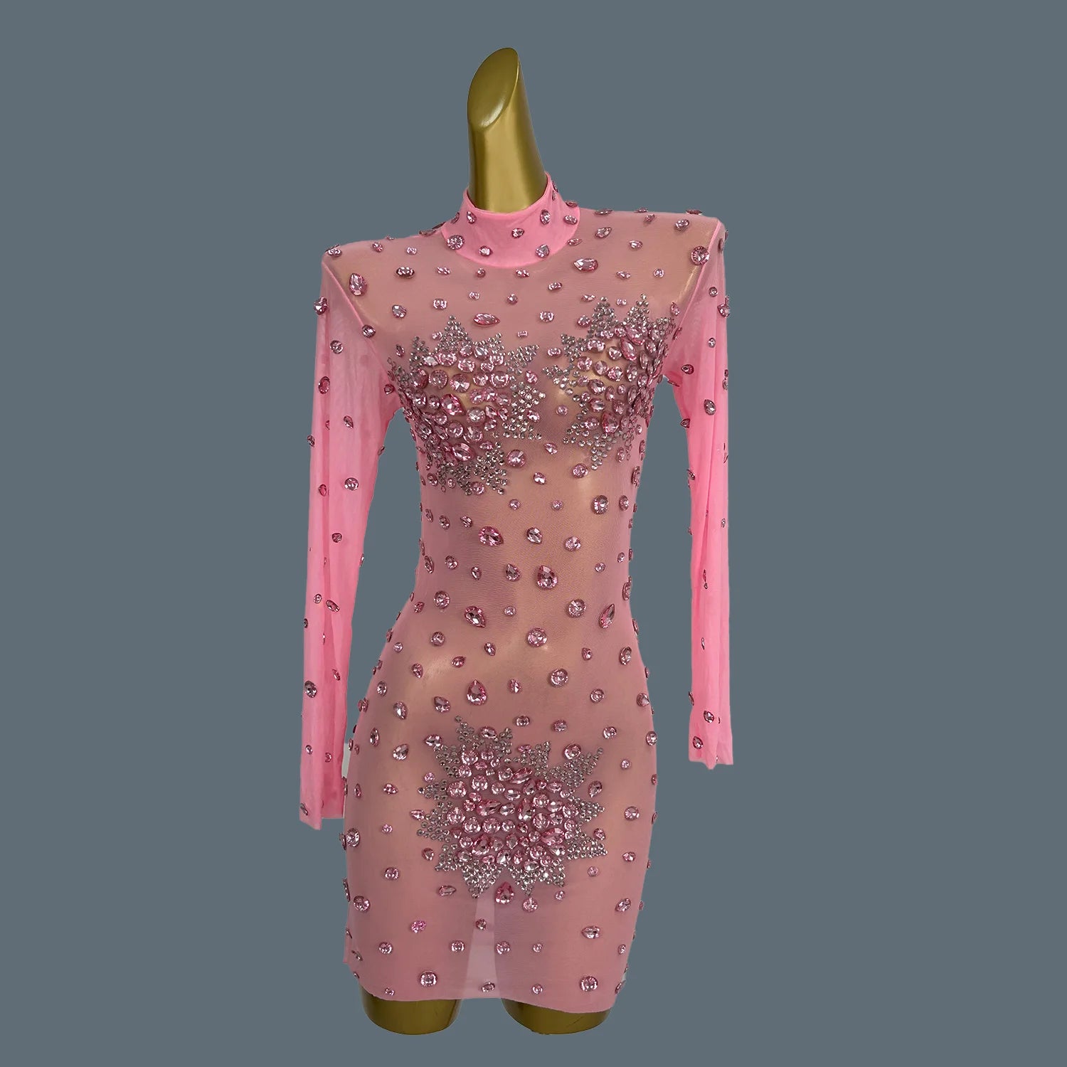 Women Sexy White Crystals Mini Dress Luxury Birthday Celebrate Evening Party Rhinestones Gown Singer Stretch Costume Guibin