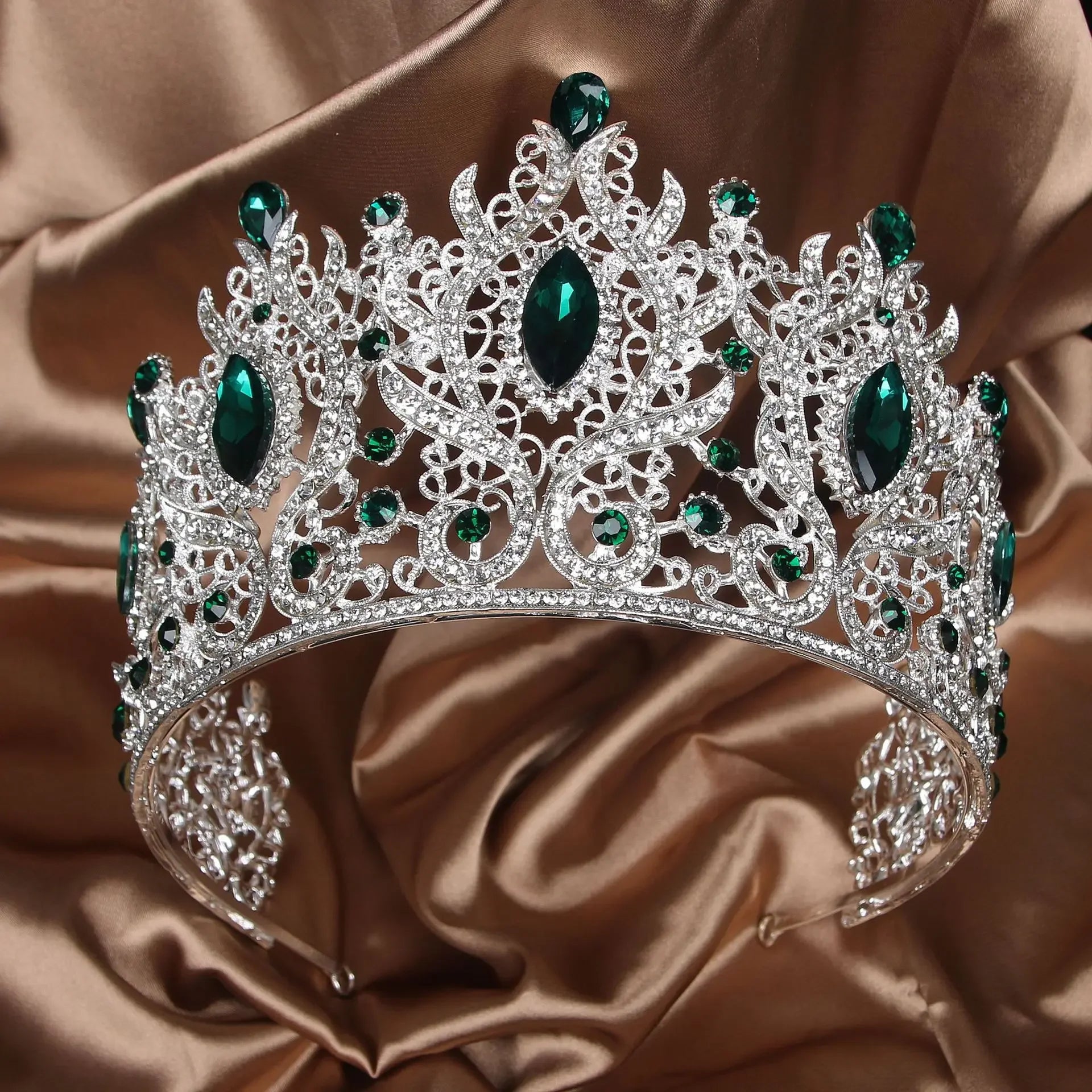 Green Bridal Crown Princess Tiara Headband Costume Party Accessories for Birthday Emerald Wedding Tiara for Women