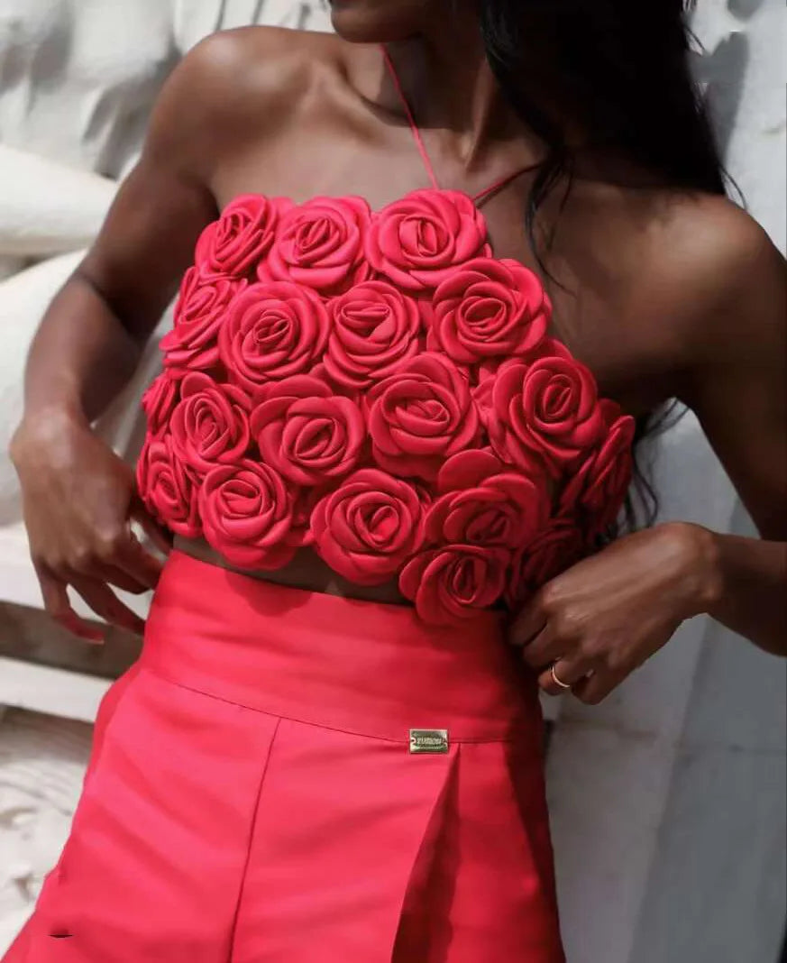 Summer Women Sexy Halter Off the Shoulder Bodycon Short Florals Tops Celebrate Nightclub Party Birthday Camis Tops