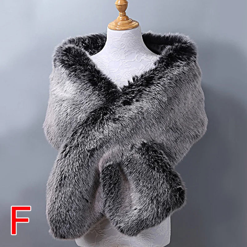 New Winter Women Fur Capes Champagne Wedding Faux Fur Bolero Stole Shawl Wraps Bridal Jacket Formal Evening Party Shrug F