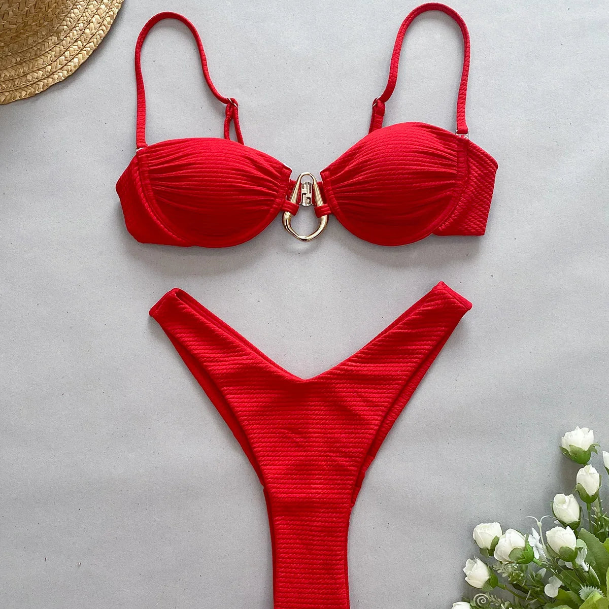 Push Up Bikini Sexy Women Swimsuit Female Swimwear Sexy Bikini Set Brazilian Biquini Swimming Suit Solid Shiny Beachwear C340401