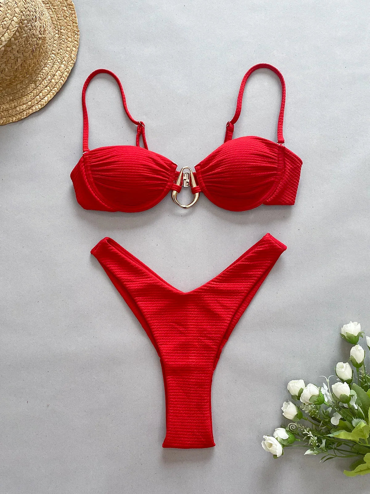Push Up Bikini Sexy Women Swimsuit Female Swimwear Sexy Bikini Set Brazilian Biquini Swimming Suit Solid Shiny Beachwear C340401