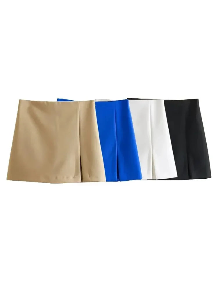 TRAF 2023 summer women's skirt shorts fashion retro high waist zipper side Y2K skirt women's fashion straight skirt shorts