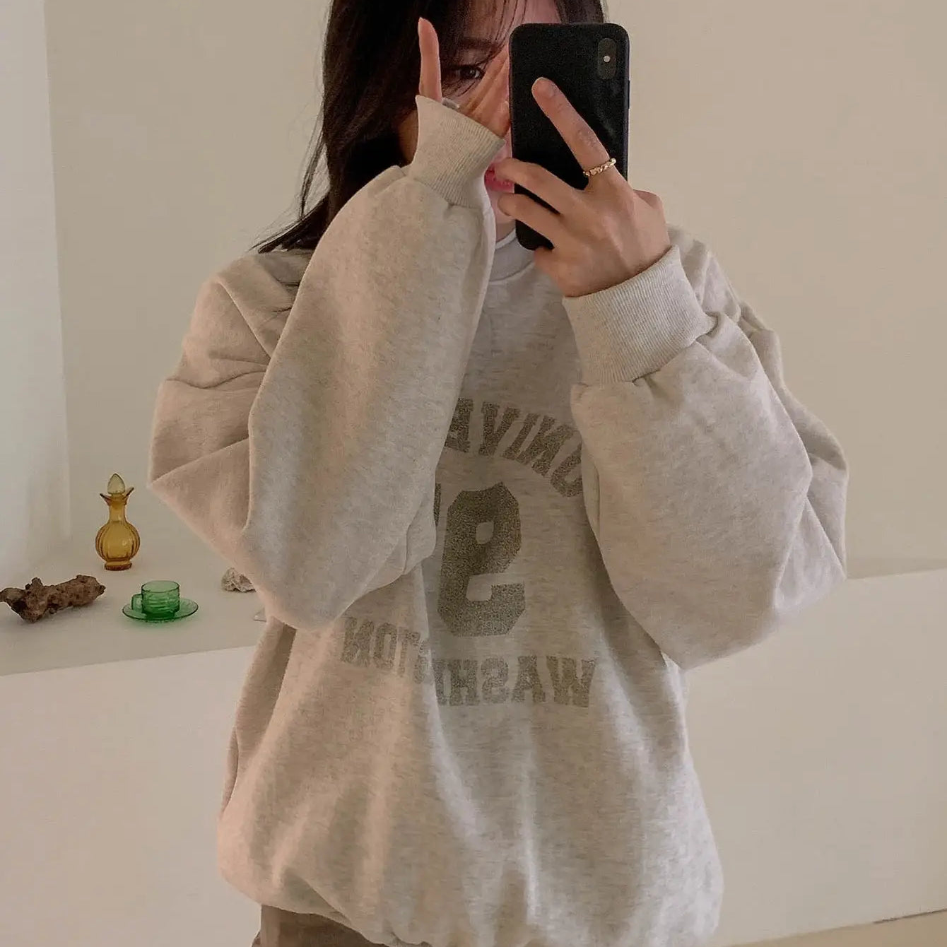 University 97 Washington Print Female Sweatshirts American Vintage Casual Clothing Street Hip Hop All-math Womens Long Sleeves