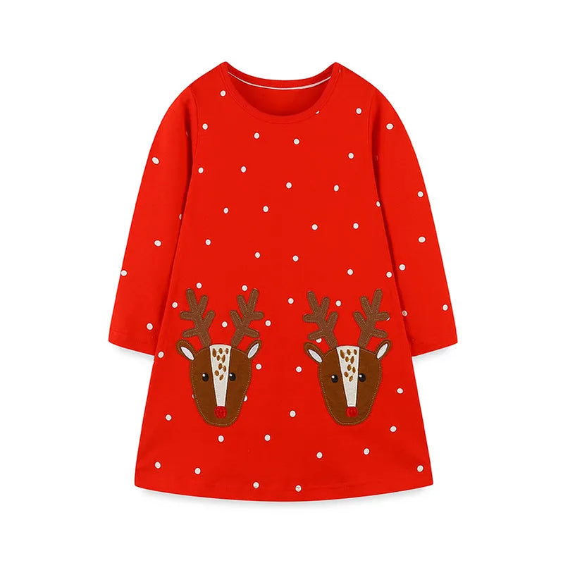 Jumping Meters New Princess Girls Dresses Animals Embroidery Autumn Baby Clothes Long Sleeve Children's Costume Kids Frocks T1446