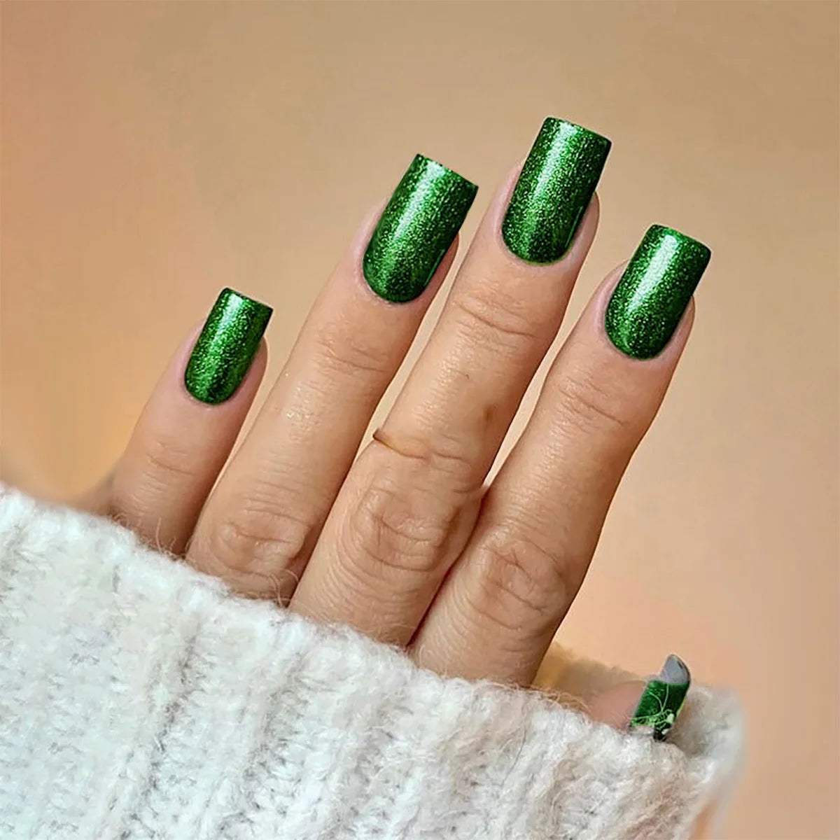 24pcs/set short medium fake nails shinny sparkling glitter square ballet nail tips starry star cat eyes press on false nail art