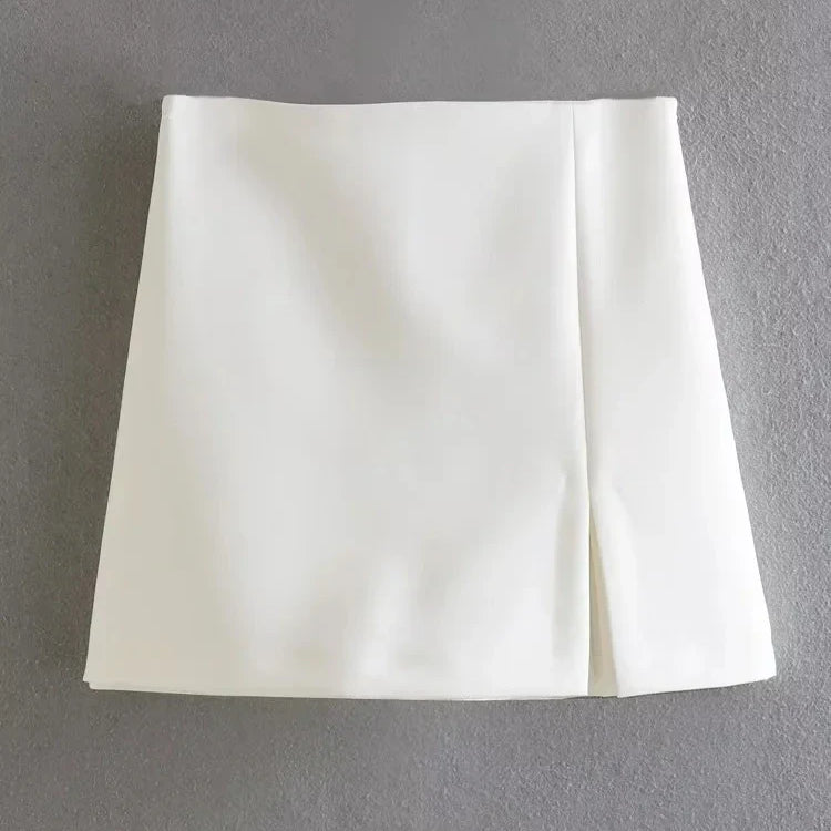 TRAF 2023 summer women's skirt shorts fashion retro high waist zipper side Y2K skirt women's fashion straight skirt shorts D