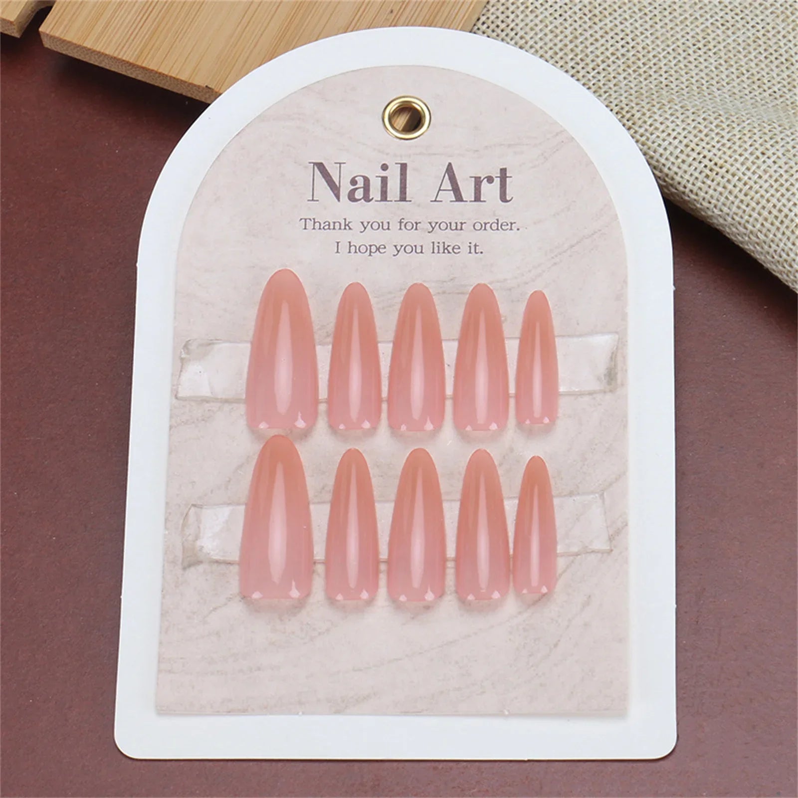 30Pcs Long Almond Fake Nails Gradient Nude Pink Color Acrylic Press On Nails Gentle Women Girls Wearable False Nails Supplies