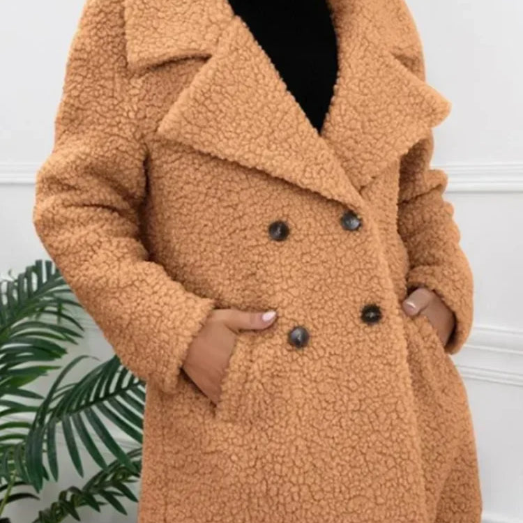 Coat for Women Harajuku Streetwear Double Breasted Pockets Long Jacket Casual Vintage Lapel Collar Autumn Outerwear Khaki