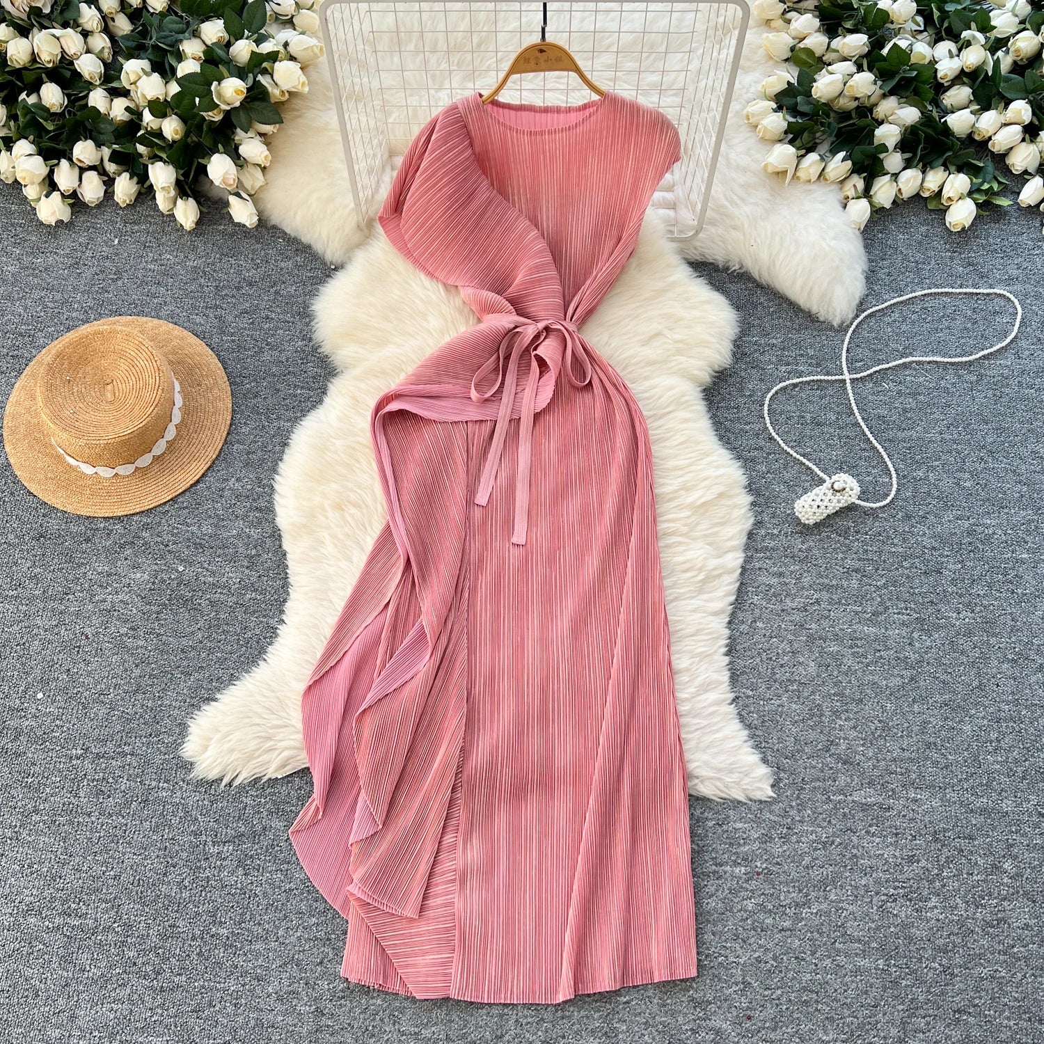 Chic asymmetrical sweet Spliced Elegant Korean Fashion Fairy Dresses Sexy High Waist A-line Vestidos Summer Women Vacation