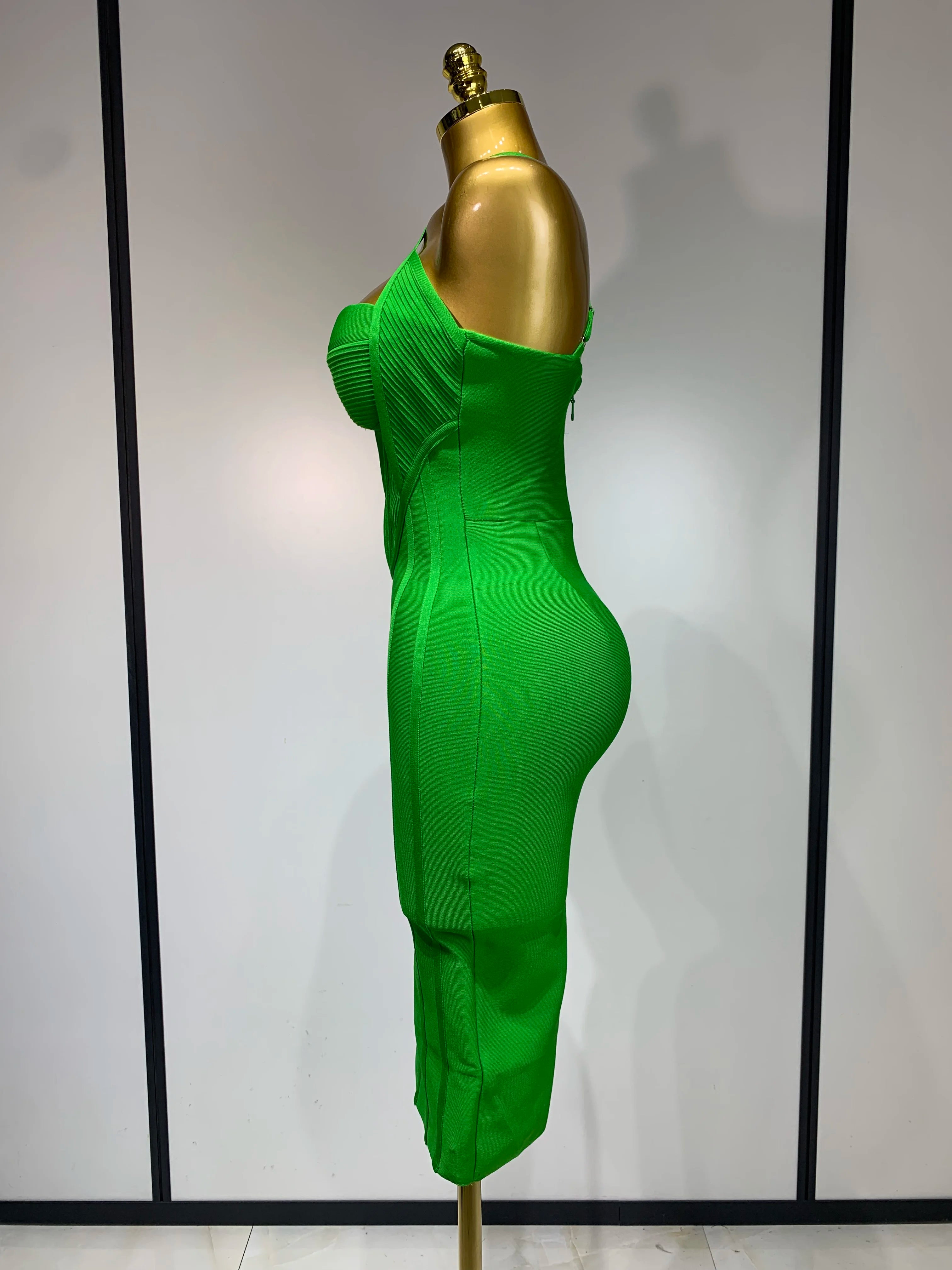Women Sexy Sleeveless Backless Green Midi Bodycon Bandage Dress 2025 Celebrity Elegant Evening Club Party Luxury Birthday Dress