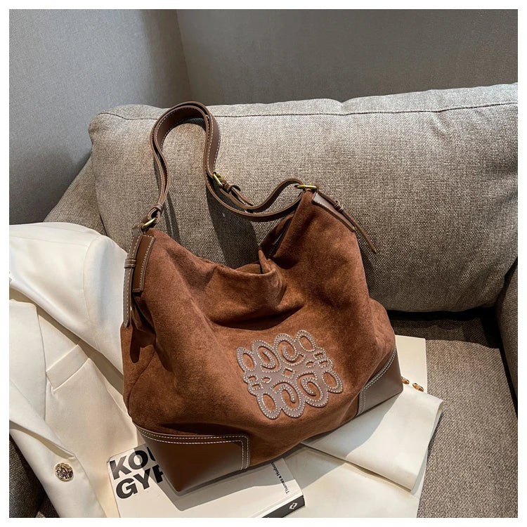 Women Luxury Brand Messenger Bags Retro Brown Crossbody Tote Bags Bucket Clutch Bag Shopping Large Capacity Travel Bag Red brown