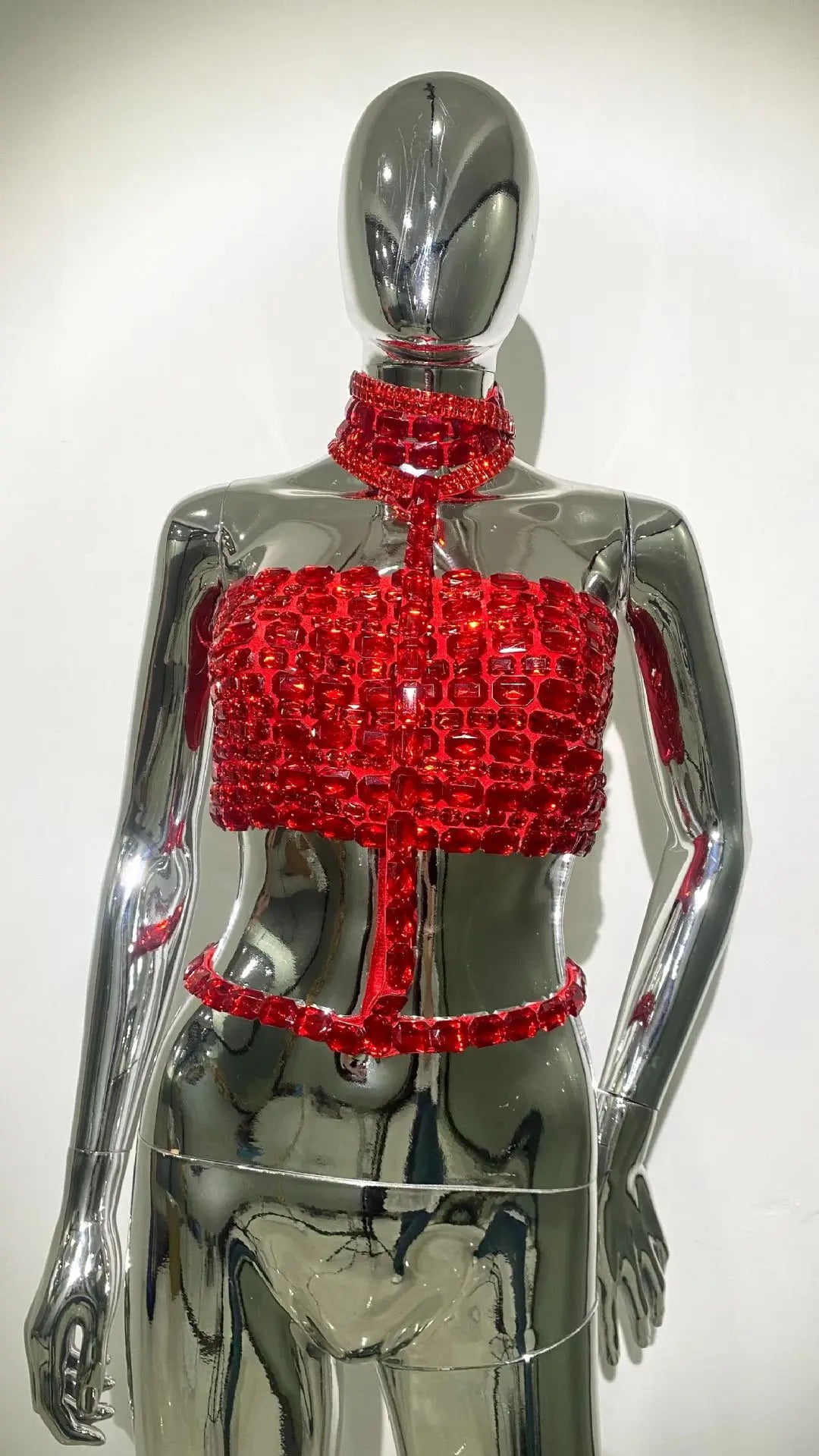 Sexy Shimmer Crystal Rhinestone Women Top Tee Sparkle and Style Bandage Tops Elegant A Chic Statement Piece for Party Red