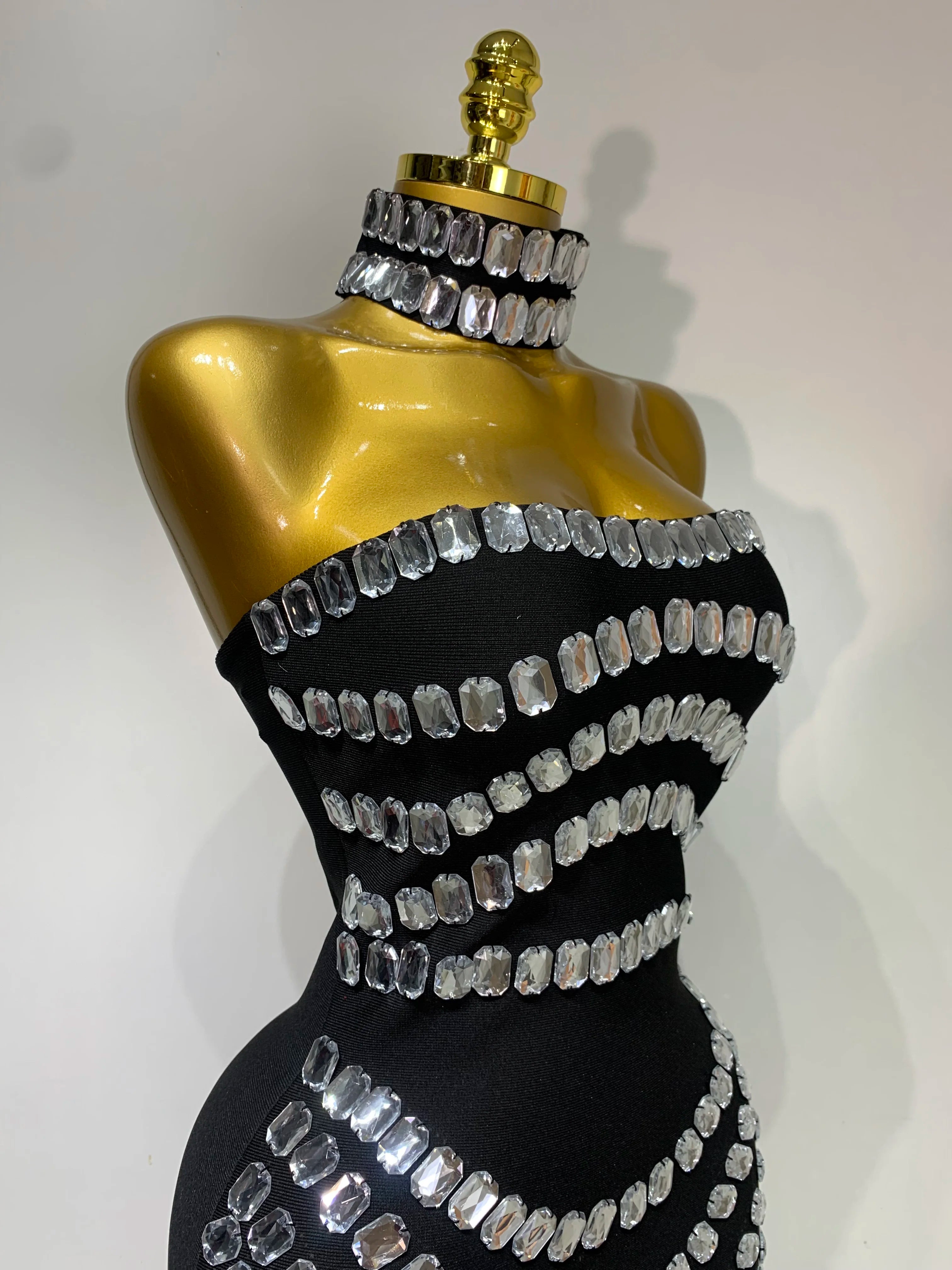 Sparkly Rhinestones Bodycon Strapless Mini Bandage Dress 2025 Women Backless Fashion Evening Party Club Luxury Birthday Dresses