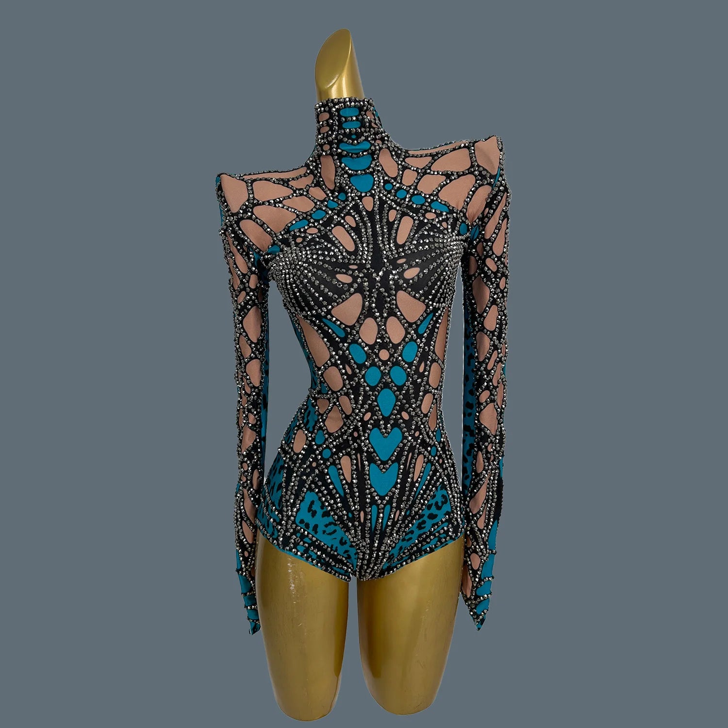 Sparkly Rhinestone Spandex Elastic Bodysuit gig Party Show Costume Fashion Women Dance Bodysuit Sexy Girls Club Wear Chongdong