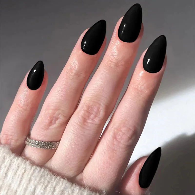 Unhas postiças simples vermelho vinho com cola, comprimento médio, amêndoa, unhas postiças, vestíveis, cabeça redonda, oval, cobertura total