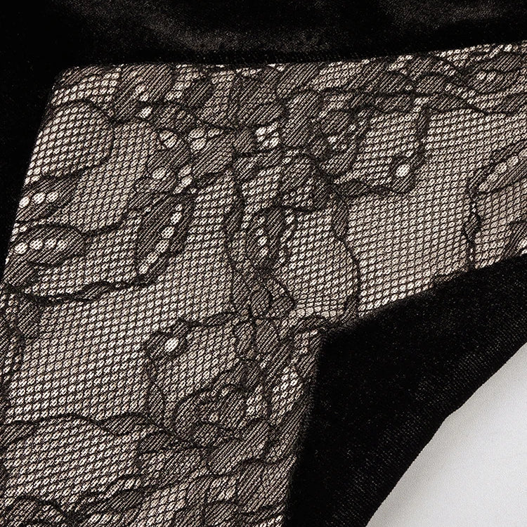 VC Black Mesh Patchwork Halter Long Dress For Women Long Sleeves Lace Embroidery Mermaid Bodycon Party Evening Gown