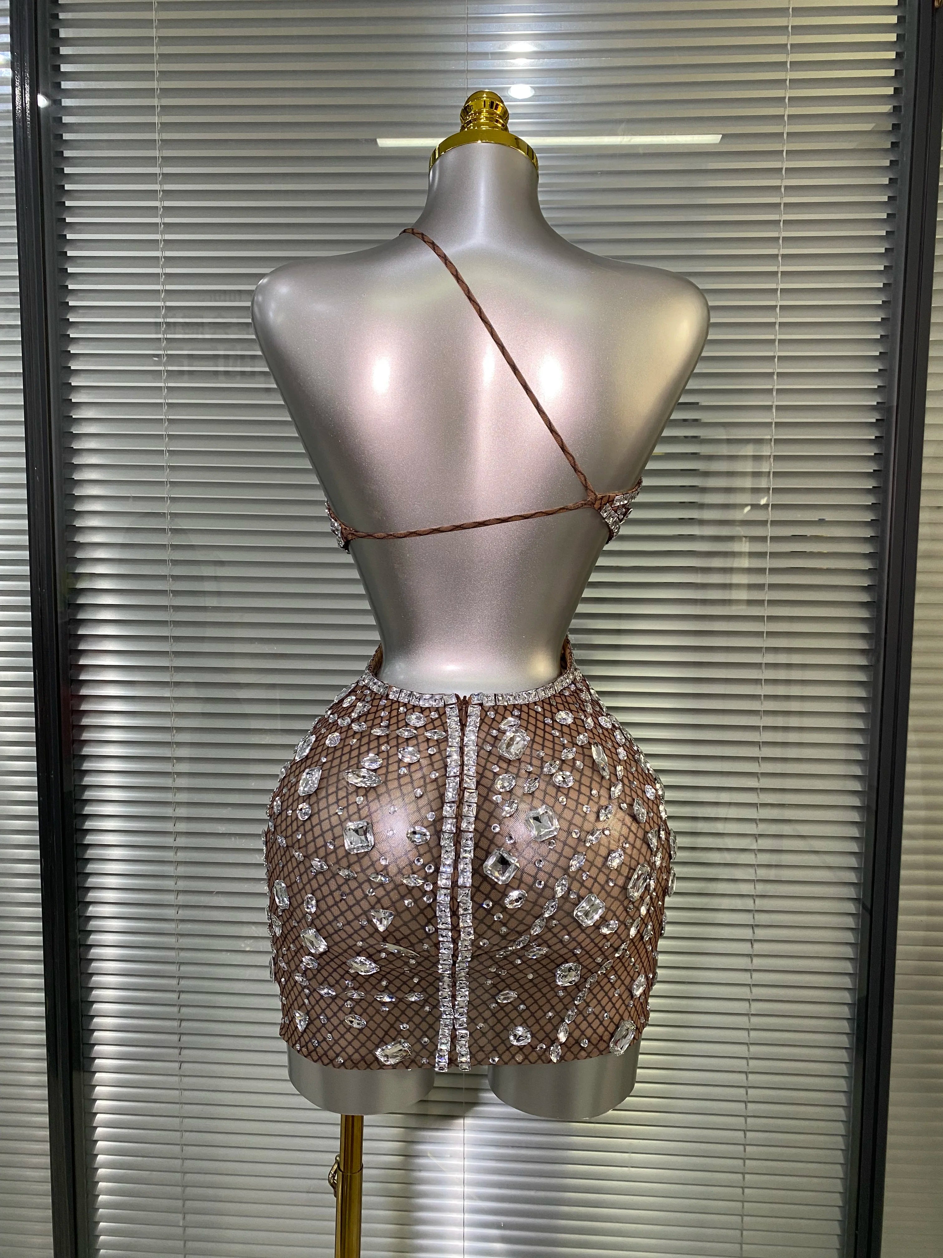 Celebrity New Women Sexy See Through Mesh One Shoulder Backless Black Costume Stage Dancer Singer Night Club Mini Party Dress