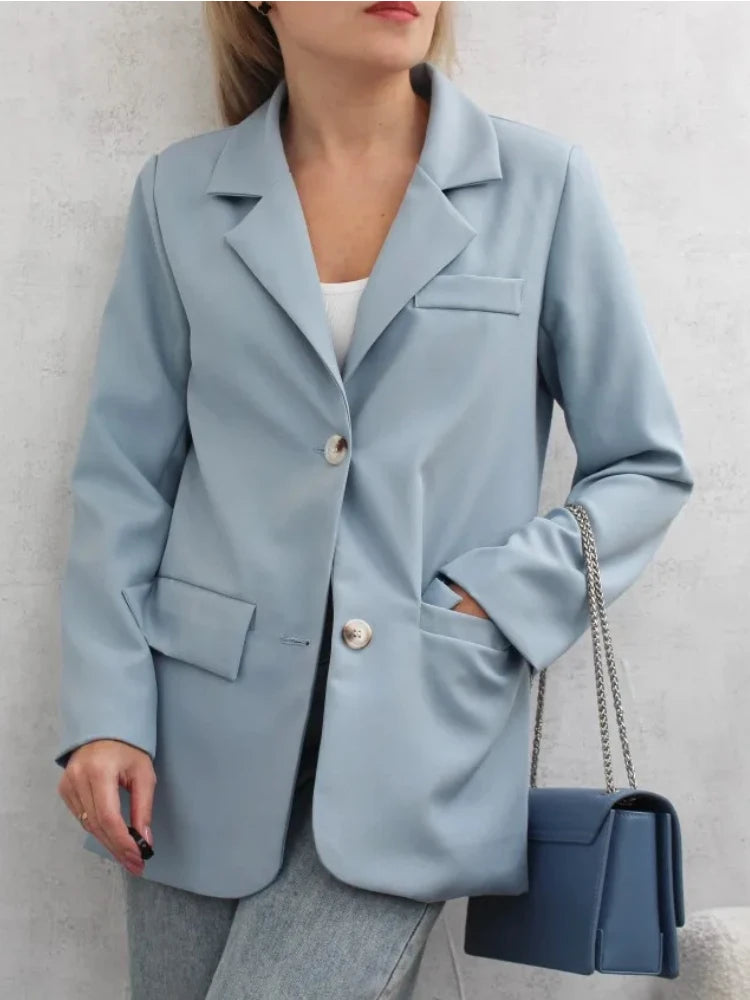 Spring Blazer Women Casual Loose Coat Long Sleeved Top Elegant Jackets Outwear for Office Lady Women Official Clothing