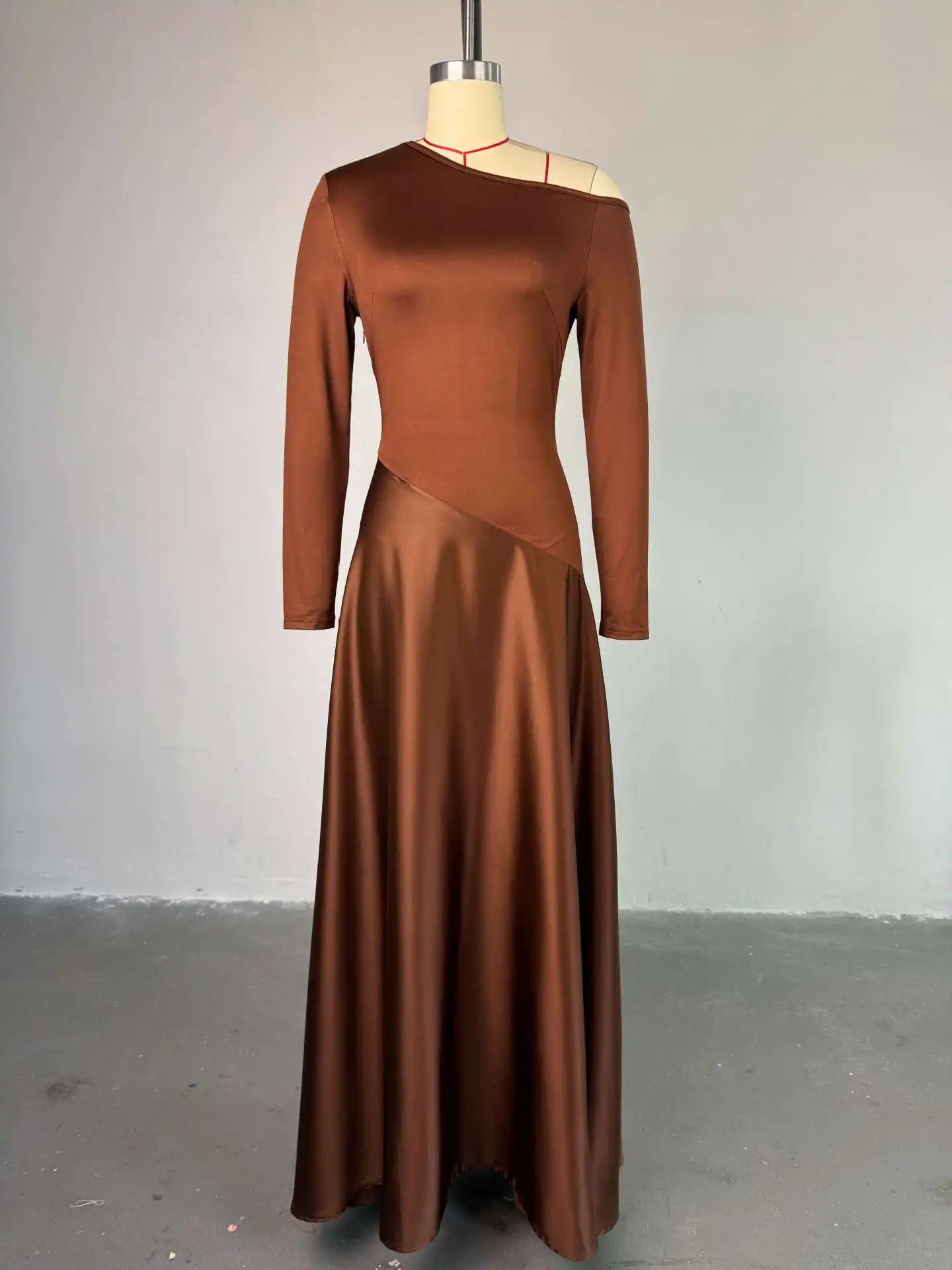 CM.YAYA Women One Shoulder Full Sleeve Maxi Long Dress 2025 Summer Patchwork Vintage Birthday Sexy Club Party Evening Dresses