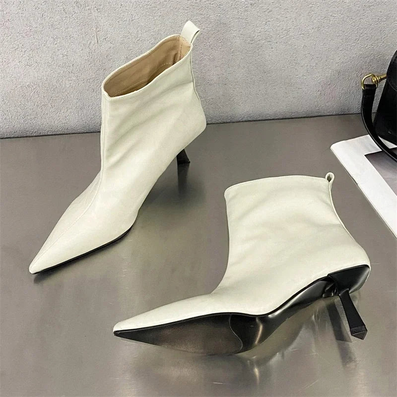 Eilyken Fashion Pointed Toe Ankle Boots Women Wedding Party Shoes Winter Autumn Slim Short Ladies Booties