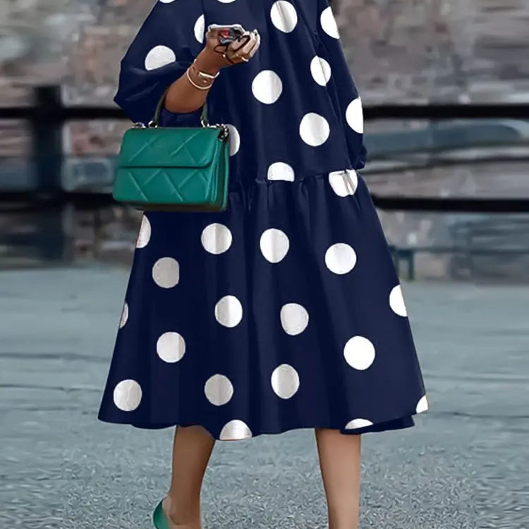 Women Bohemian Maxi Dress 2023 VONDA Fashion Sexy Printed Party Sundress Beach Holiday Dress Oversized Vestidos Femme A-Dark Blue