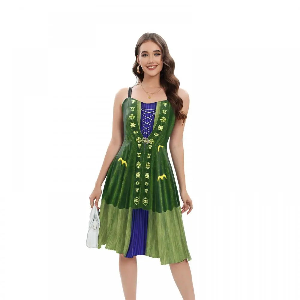 VIP FASHION Hocus Pocus Witch Dress for Women Winifred Sanderson Mary Sarah Sister Cosplay Costume Adult Halloween Classic Dress