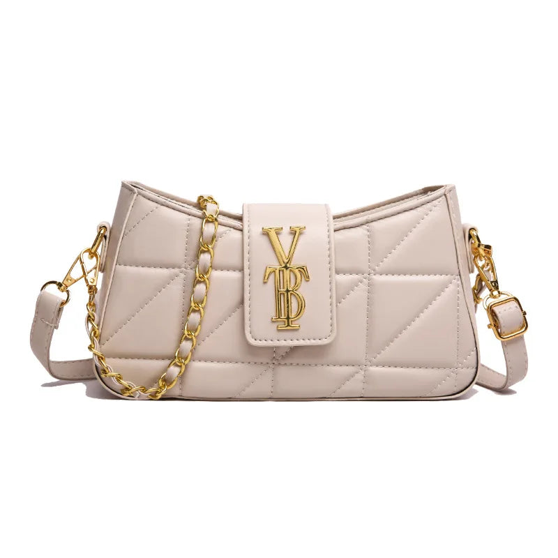 Structured Square Bag with Polished Chain Strap 2025, Elegant Shoulder & Crossbody Purse for Women, Versatile Mini Handbag