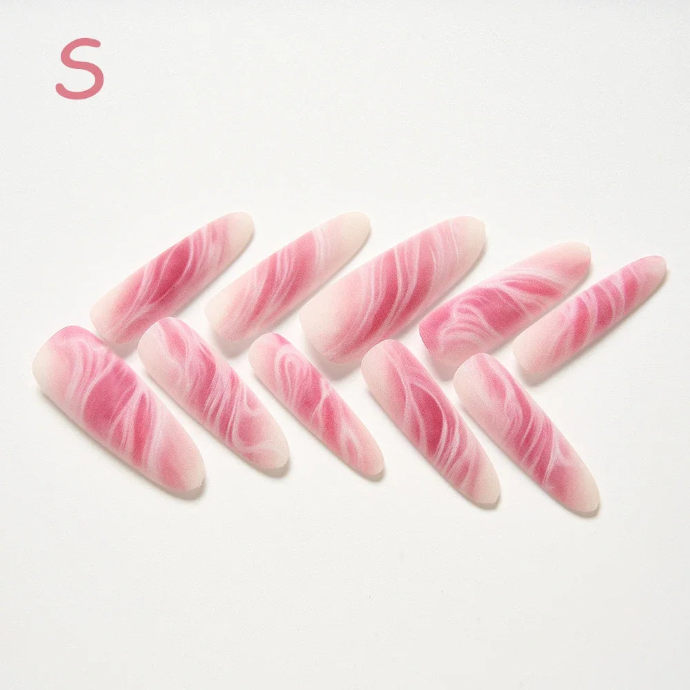 10Pcs/set Lucky Nine-tailed Fox Printed Chinese Style False Nails Long Press-on Acrylic Fakes Nails Adhesive Unique Design