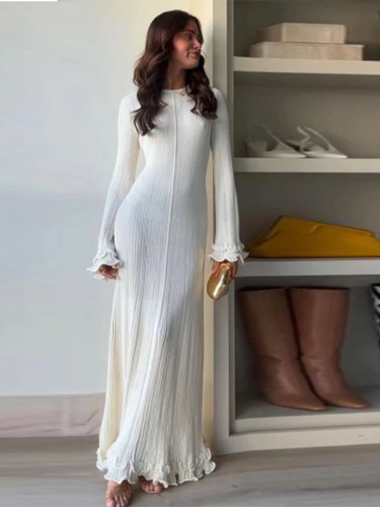 Elegant V Neck Denim Patchwork Knitted Long Dress Women Fashion Short Sleeved Buttons Bodycon Dresses Office Lady Pockets Robes