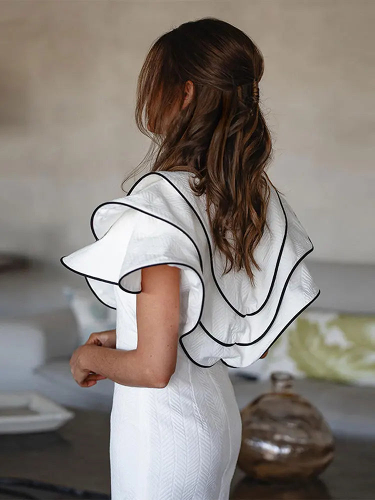 New Fashion Layered V Neck Long Dresse For Women Chic Sleeveless Bodycon Dresses Spring Summer Elegant Female Street Robes