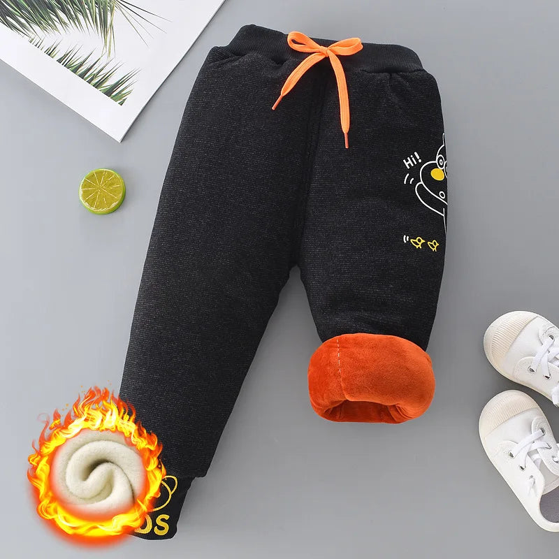 Winter Kid Thick Fleece Trousers Autumn 0-6Y Children Straight Warm Sports Pant Baby Girl Elastic Waist Jogger Sweatpant for Boy Thicken Baby Pants