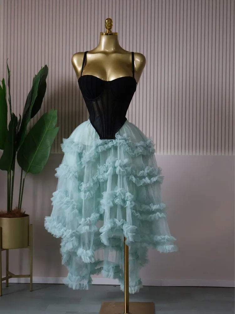 CM.YAYA Women's Dress Set Tunic Irregular Crop Top and Irregular Ball Gown Maxi Long Skirt Suit 2025 Two 2 Piece Set Outfits