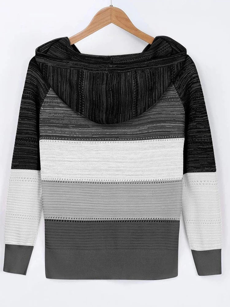Women's Hooded Sweatshirt Women's Knitted Sweater Long Sleeve Knitted Hooded Sweater