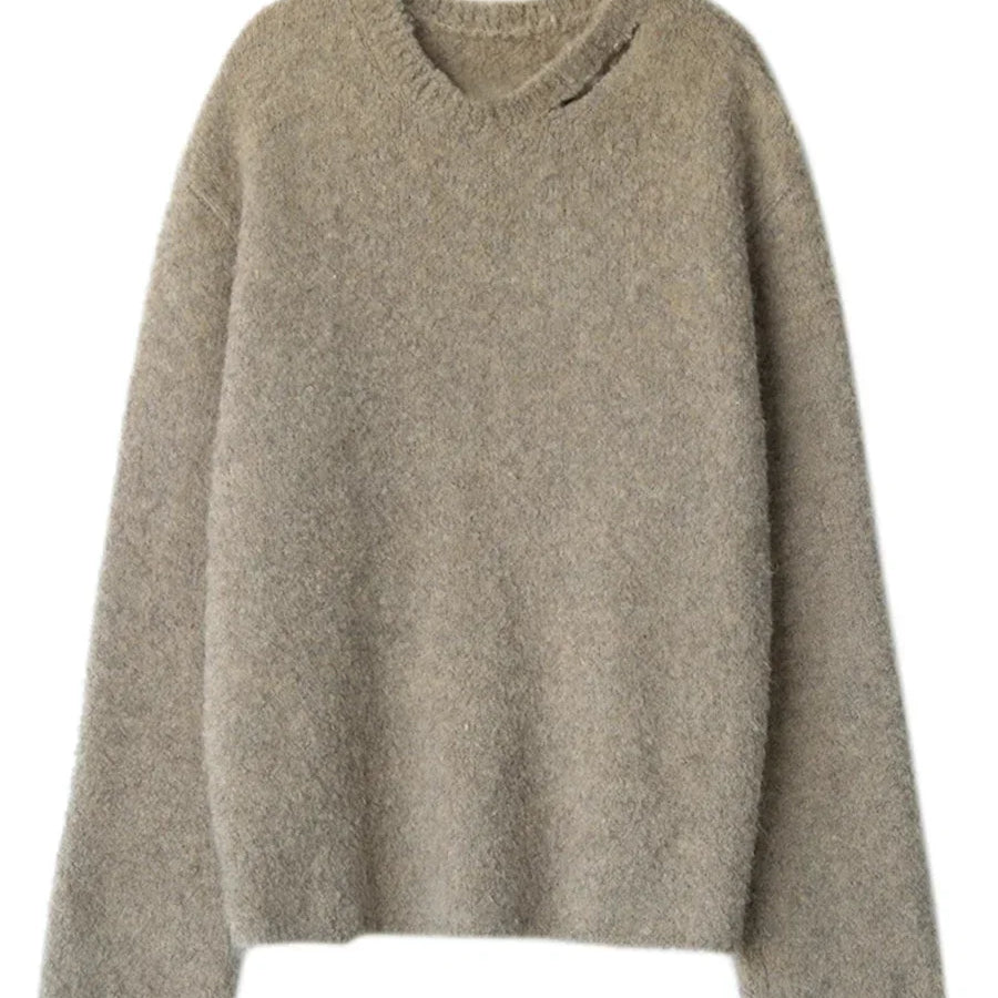 Women's Sweaters Casual Neckline Hollow Loose Jumpers Knitwear Soft Warm Female Pullovers Autumn Winter 2023 Fashion