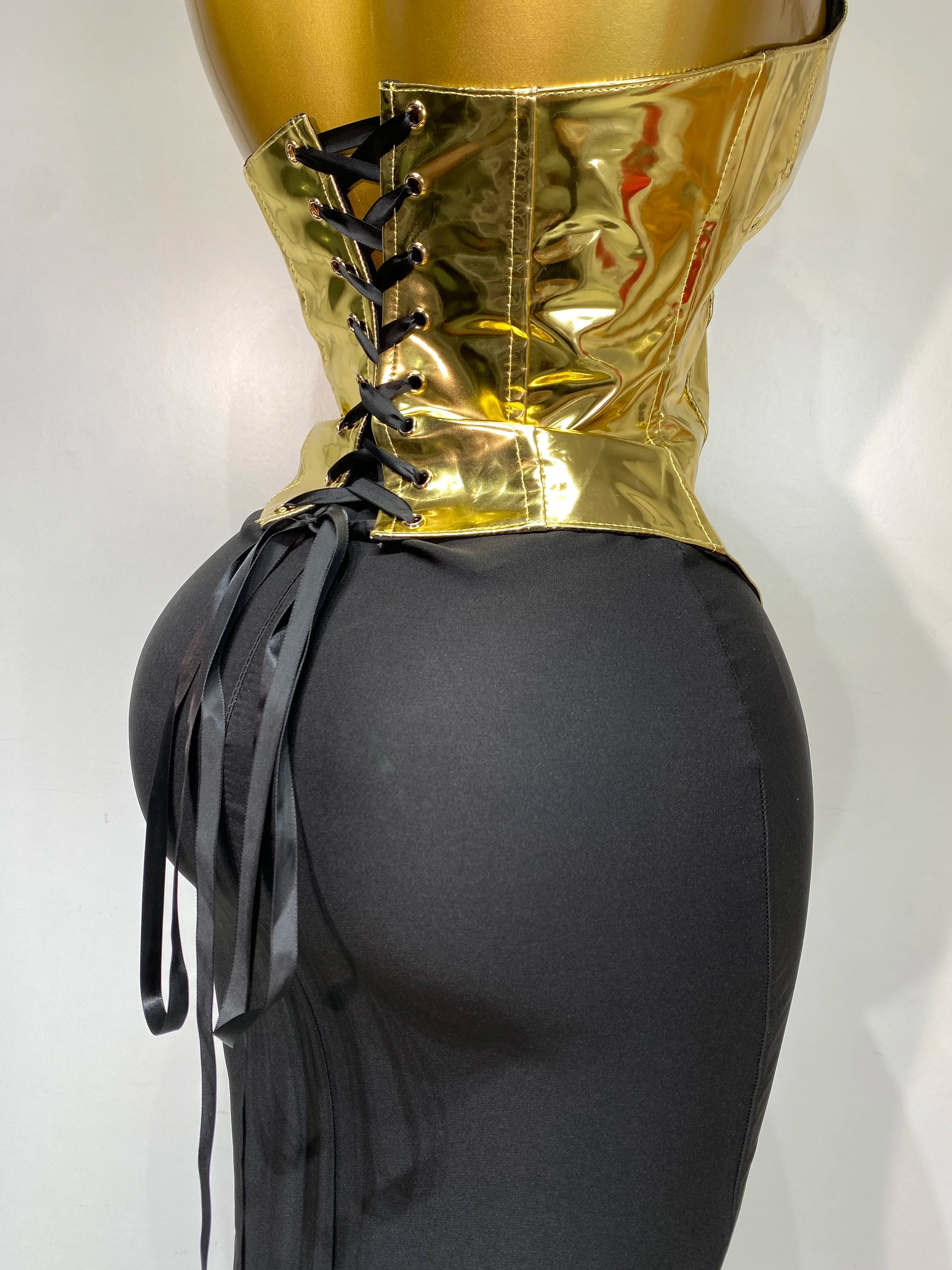 High Quality Women Sexy Strapless Gold Two Piece Set Celebrity Elegant Evening Party Maxi Skirt Suit Luxury Birthday Club Gown