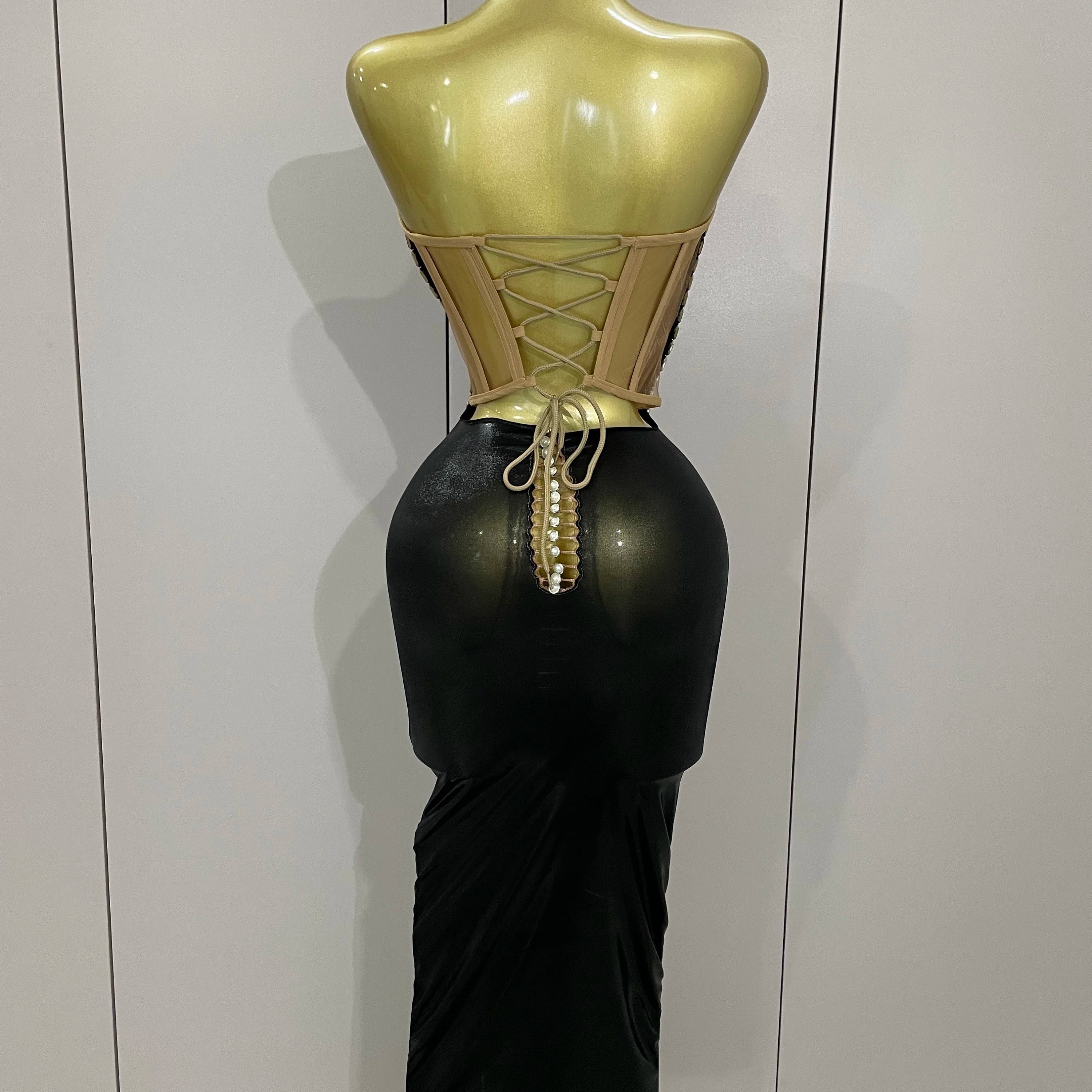 High Quality Black Shiny Sequin Sexy Chest Wrapped Dress 2025 New  Women Fashion Eveing Celebrate Birthday Party Stage Costume