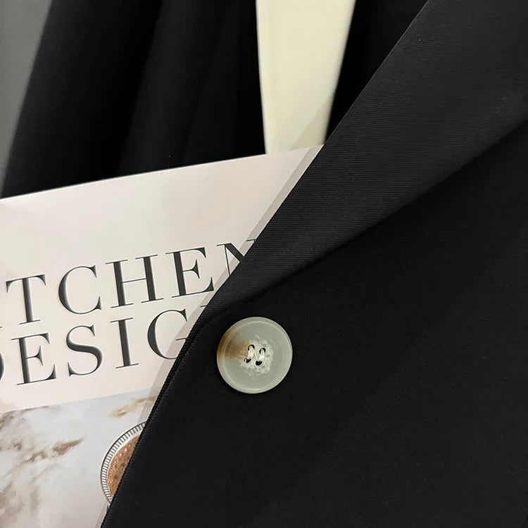 LANMREM Patchwork Design Niche Blazer For Women Color Block Single Breasted Office Lady Fashion Coat Clothing New 2DA5205