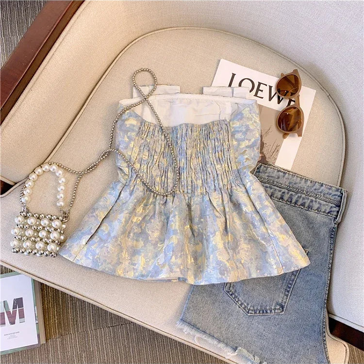 Women Pink Crop Top Vest Y2k Sleeveless Off Shoulder Tank Tops Vintage Fashion Off Shoulder Summer Kawaii Camisole Clothes 2024